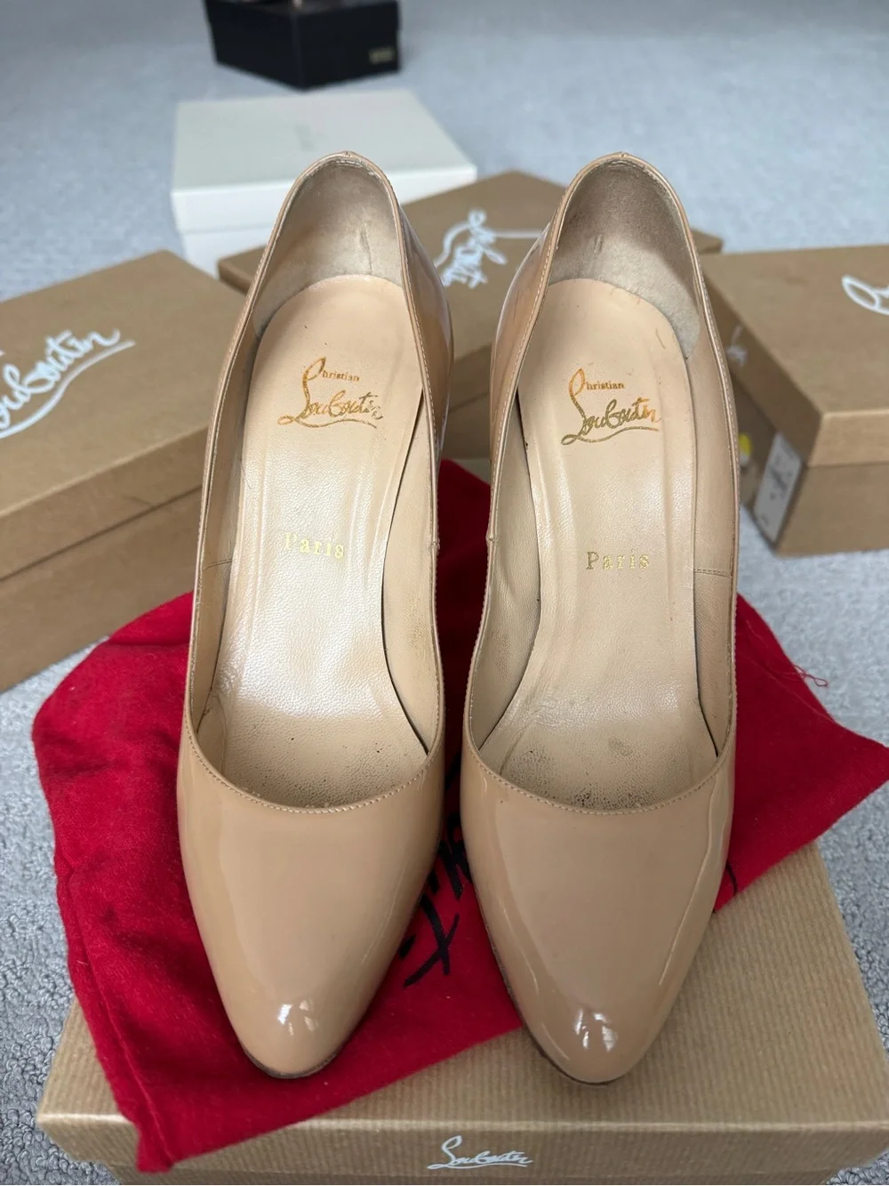 Christian Louboutin Nude Patent Leather  Pumps
